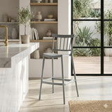 Silla Bar para Exteriores Oxford Gris 37x104cm con Espaldar y sin Apoya Brazos