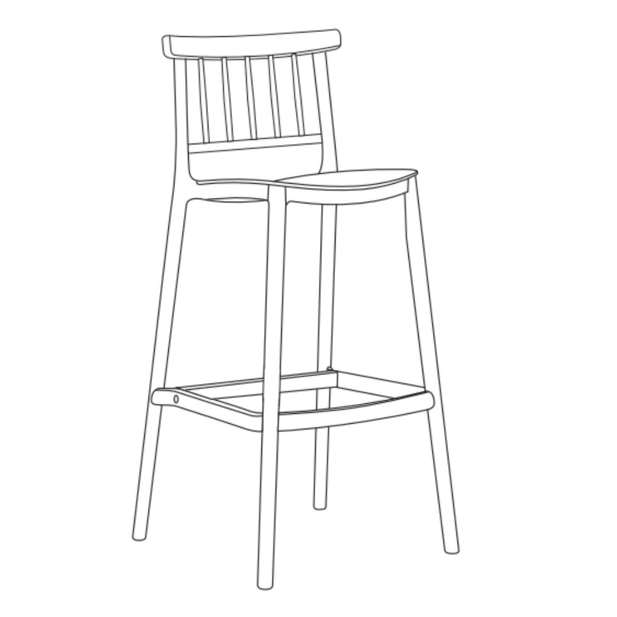 Silla Bar para Exteriores Oxford Gris 37x104cm con Espaldar y sin Apoya Brazos