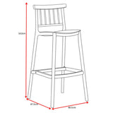 Silla Bar para Exteriores Oxford Gris 37x104cm con Espaldar y sin Apoya Brazos