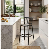 Silla Bar para Exteriores Oxford Negro 37x104cm con Espaldar y sin Apoya Brazos