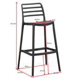 Silla Bar para Exteriores Palawan Negro 37x101.5cm con Espaldar y sin Apoya Brazos