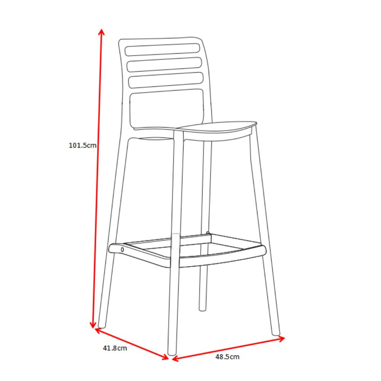 Silla Bar para Exteriores Palawan Negro 37x101.5cm con Espaldar y sin Apoya Brazos