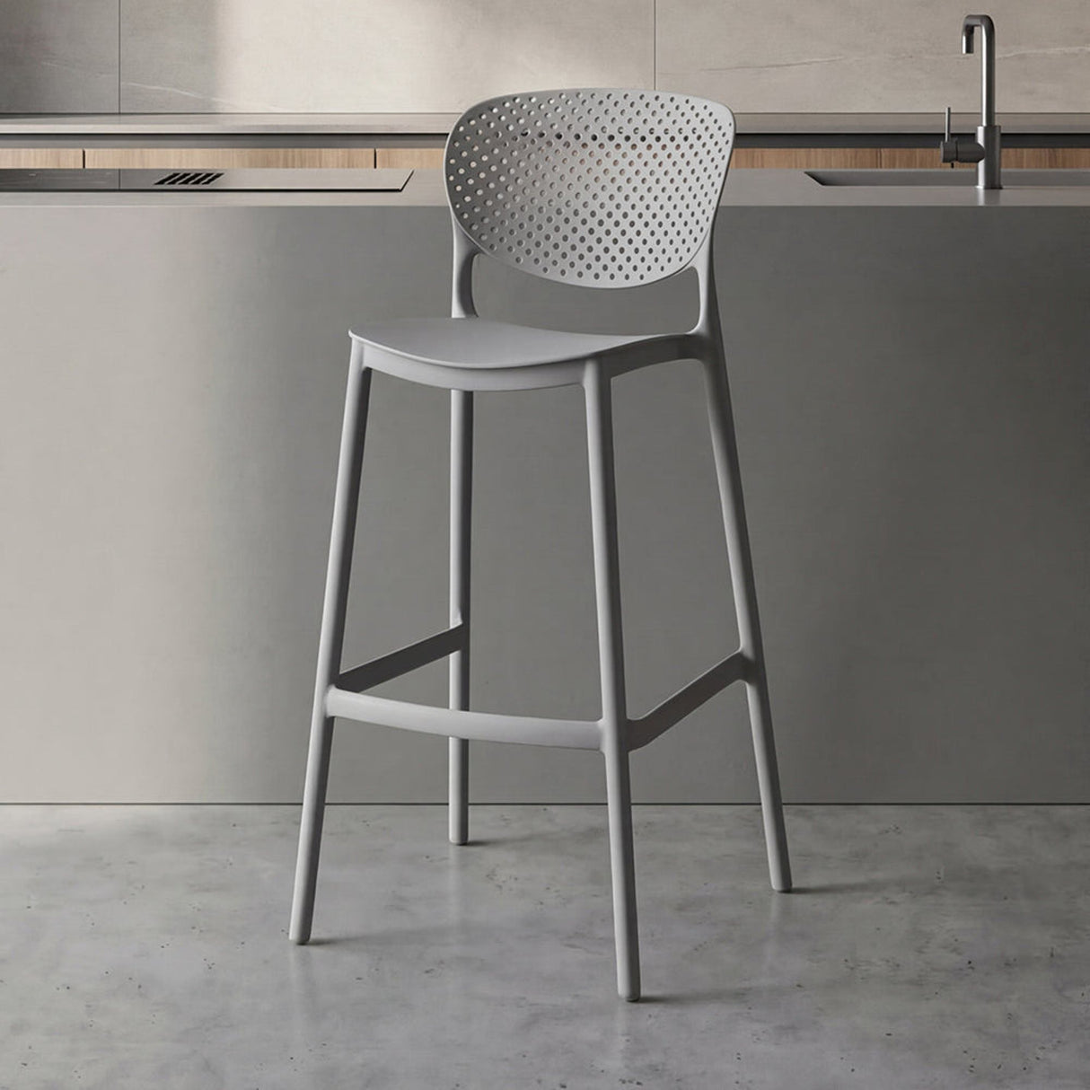 Silla Bar para Exteriores Rio Gris Oscuro 49x103cm con Espaldar y sin Apoya Brazos