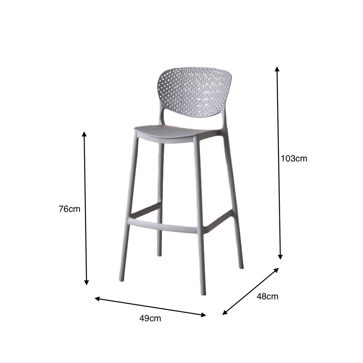 Silla Bar para Exteriores Rio Gris Oscuro 49x103cm con Espaldar y sin Apoya Brazos