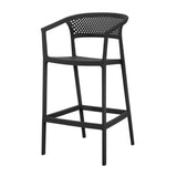 Silla Bar para Exteriores Salvador Negro 57x105cm con Espaldar y con Apoya Brazos