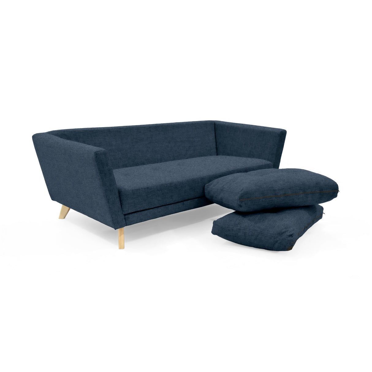 Sofá Grecia Plomo Eureka y Matiz Natural 192x84cm de Tres Puestos con Apoya Brazos