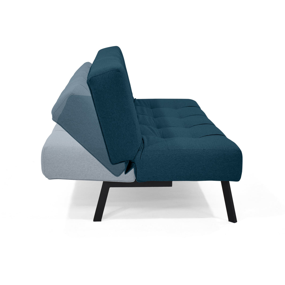 Sofá Cama Asher Plomo Eureka y Metálico Negro 184x80cm de Tres Puestos Reclinable sin Apoya Brazos
