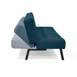 Sofá Cama Asher Plomo Eureka y Metálico Negro 184x80cm de Tres Puestos Reclinable sin Apoya Brazos