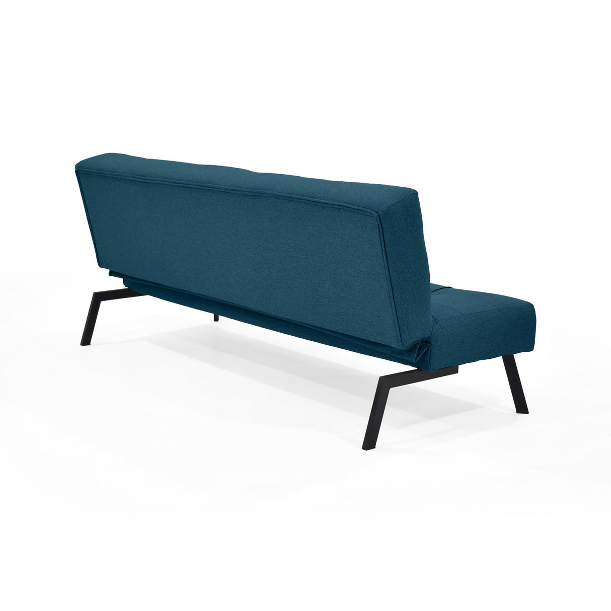 Sofá Cama Asher Plomo Eureka y Metálico Negro 184x80cm de Tres Puestos Reclinable sin Apoya Brazos