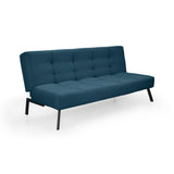 Sofá Cama Asher Plomo Eureka y Metálico Negro 184x80cm de Tres Puestos Reclinable sin Apoya Brazos