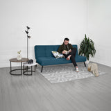 Sofá Cama Asher Plomo Eureka y Metálico Negro 184x80cm de Tres Puestos Reclinable sin Apoya Brazos