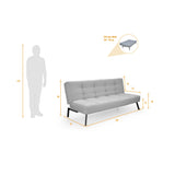 Sofá Cama Asher Plomo Eureka y Metálico Negro 184x80cm de Tres Puestos Reclinable sin Apoya Brazos