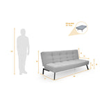 Sofá Cama Asher Plomo Eureka y Metálico Negro 184x80cm de Tres Puestos Reclinable sin Apoya Brazos
