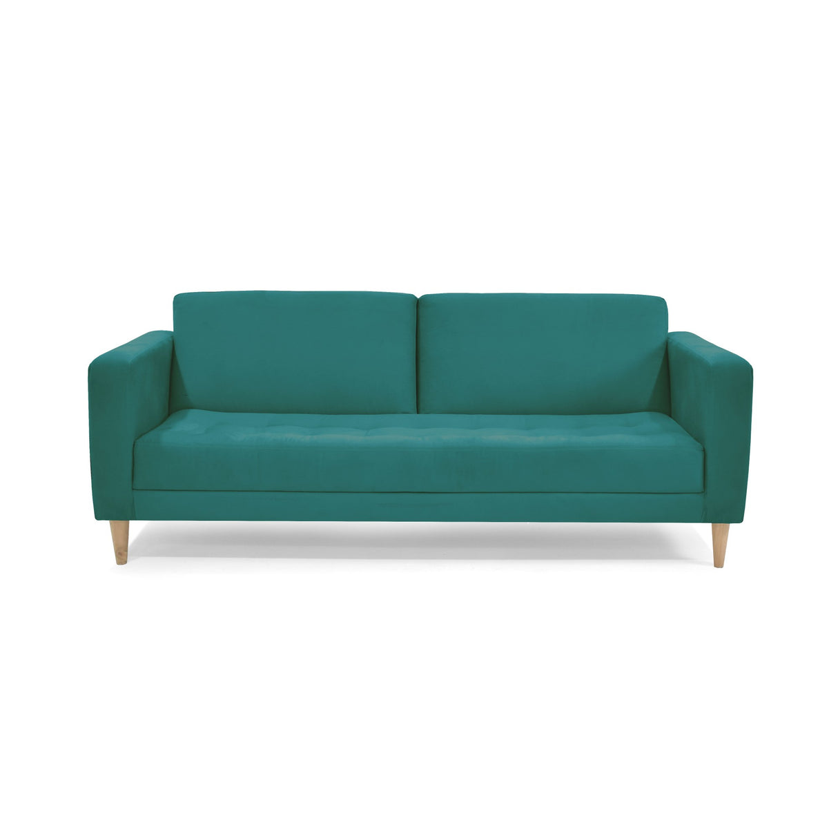 Sofá Cama Babilonia Petróleo Denver y Matiz Natural 205x86cm de Tres Puestos Reclinable sin Apoya Brazos