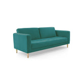 Sofá Cama Babilonia Petróleo Denver y Matiz Natural 205x86cm de Tres Puestos Reclinable sin Apoya Brazos