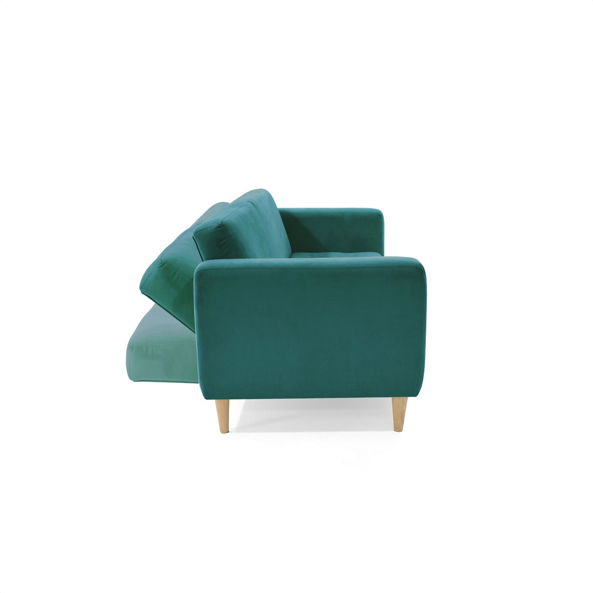Sofá Cama Babilonia Petróleo Denver y Matiz Natural 205x86cm de Tres Puestos Reclinable sin Apoya Brazos