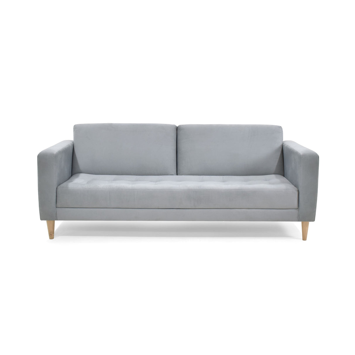 Sofá Cama Babilonia Plata Denver y Matiz Natural 205x86cm de Tres Puestos Reclinable sin Apoya Brazos