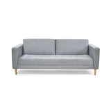 Sofá Cama Babilonia Plata Denver y Matiz Natural 205x86cm de Tres Puestos Reclinable sin Apoya Brazos
