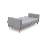 Sofá Cama Babilonia Plata Denver y Matiz Natural 205x86cm de Tres Puestos Reclinable sin Apoya Brazos