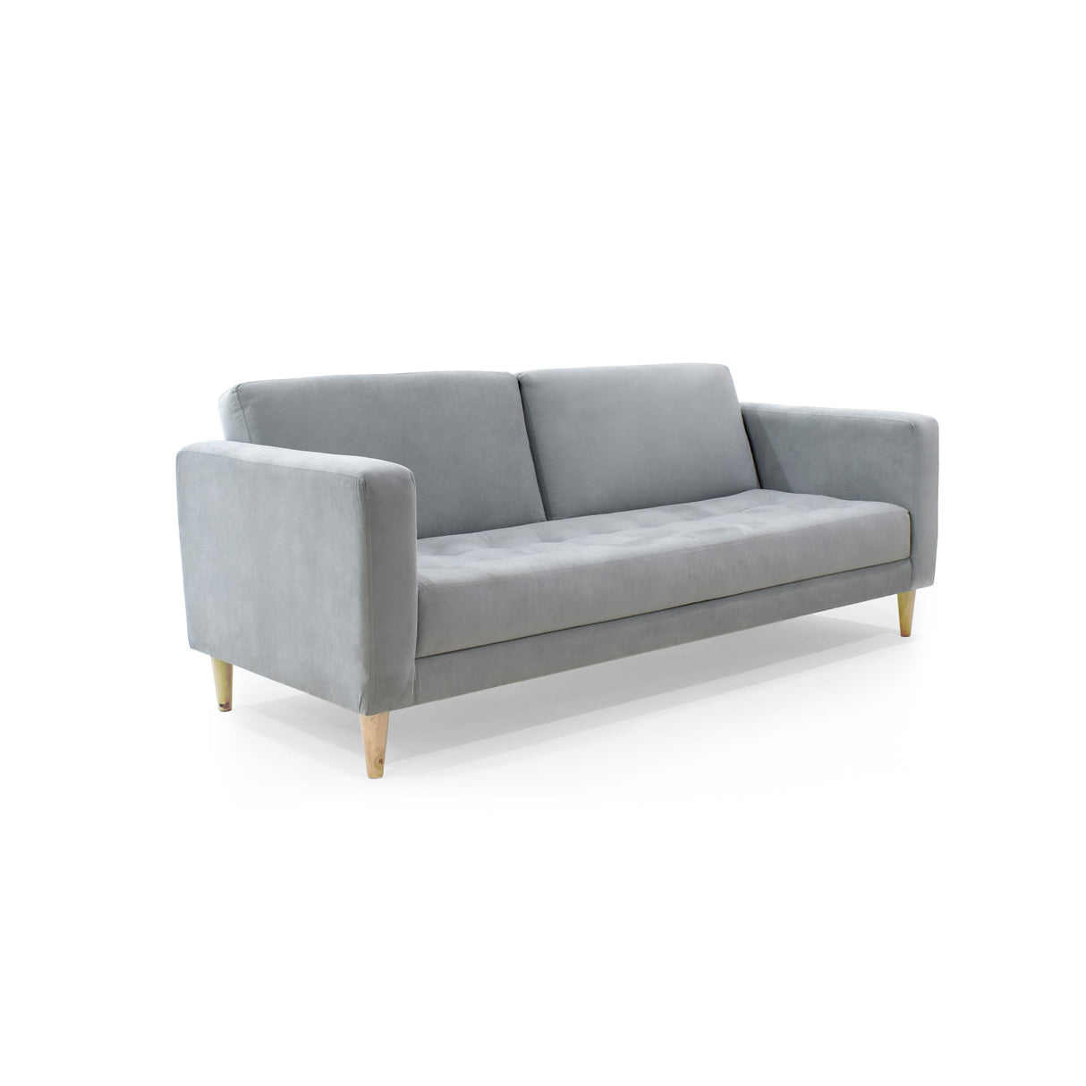 Sofá Cama Babilonia Plata Denver y Matiz Natural 205x86cm de Tres Puestos Reclinable sin Apoya Brazos