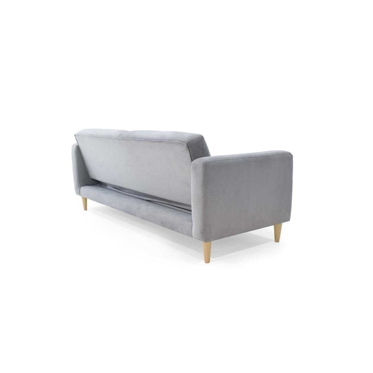 Sofá Cama Babilonia Plata Denver y Matiz Natural 205x86cm de Tres Puestos Reclinable sin Apoya Brazos