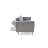 Sofá Cama Babilonia Plata Denver y Matiz Natural 205x86cm de Tres Puestos Reclinable sin Apoya Brazos