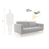 Sofá Cama Babilonia Plata Denver y Matiz Natural 205x86cm de Tres Puestos Reclinable sin Apoya Brazos