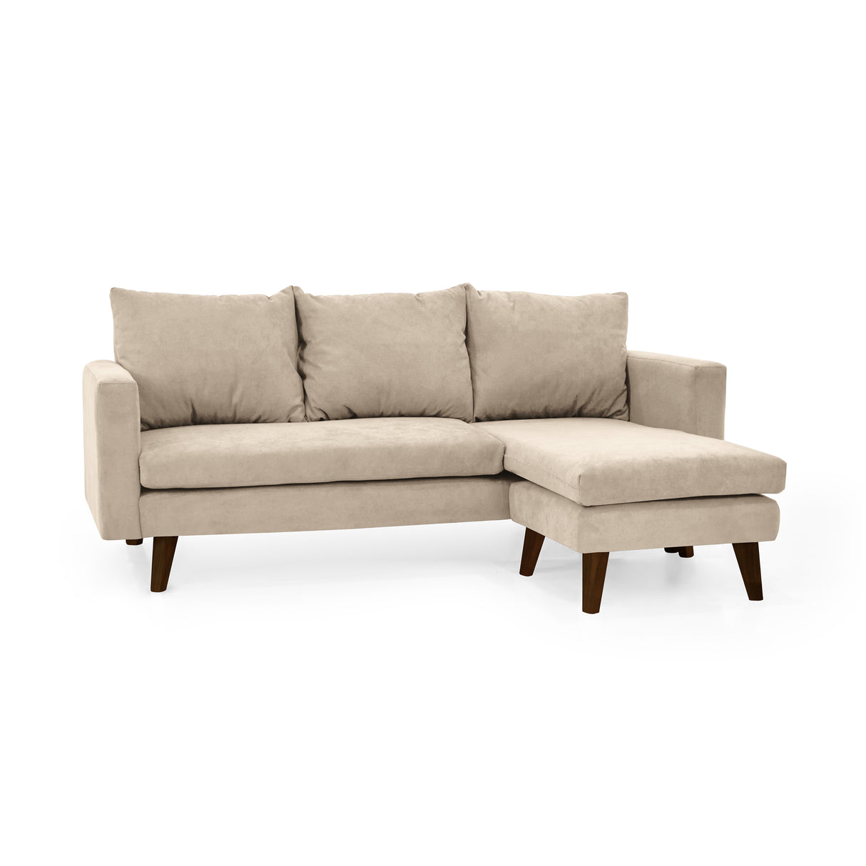 Sofá Barbados Beige Dorsey y Matiz Caoba 190x85cm de Tres Puestos sin Apoya Brazos