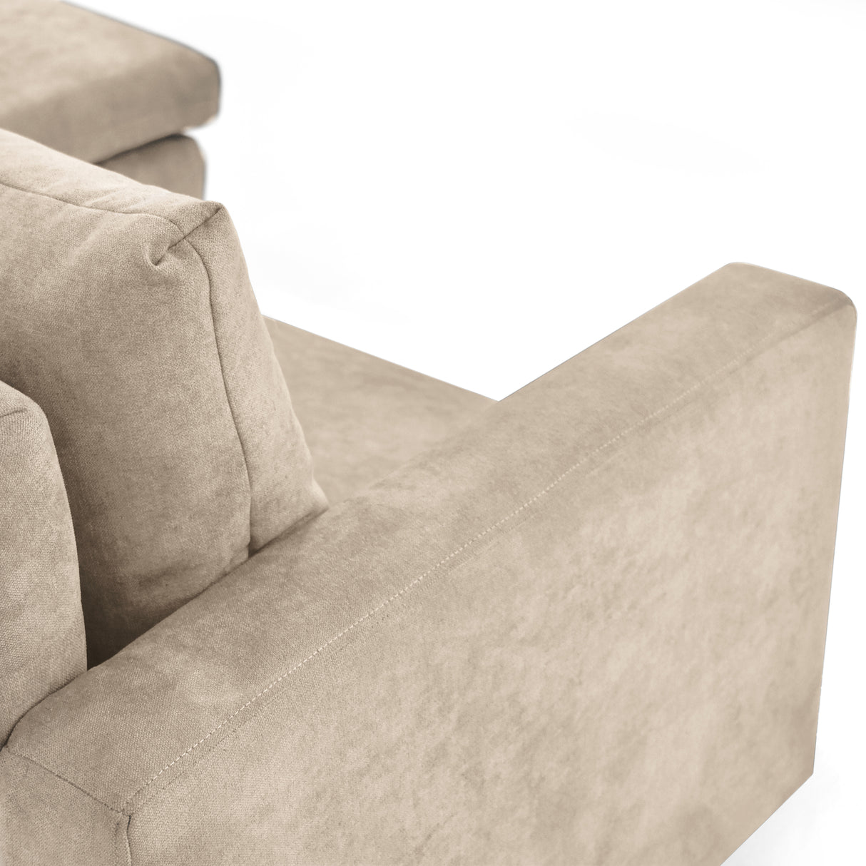Sofá Barbados Beige Dorsey y Matiz Caoba 190x85cm de Tres Puestos sin Apoya Brazos