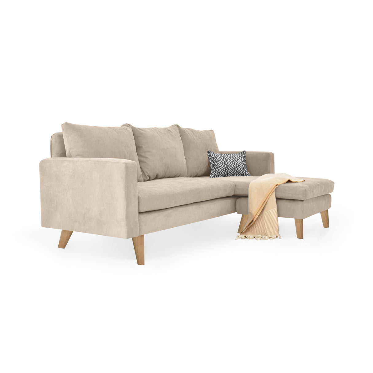 Sofá Barbados Beige Dorsey y Matiz Natural 190x85cm de Tres Puestos sin Apoya Brazos