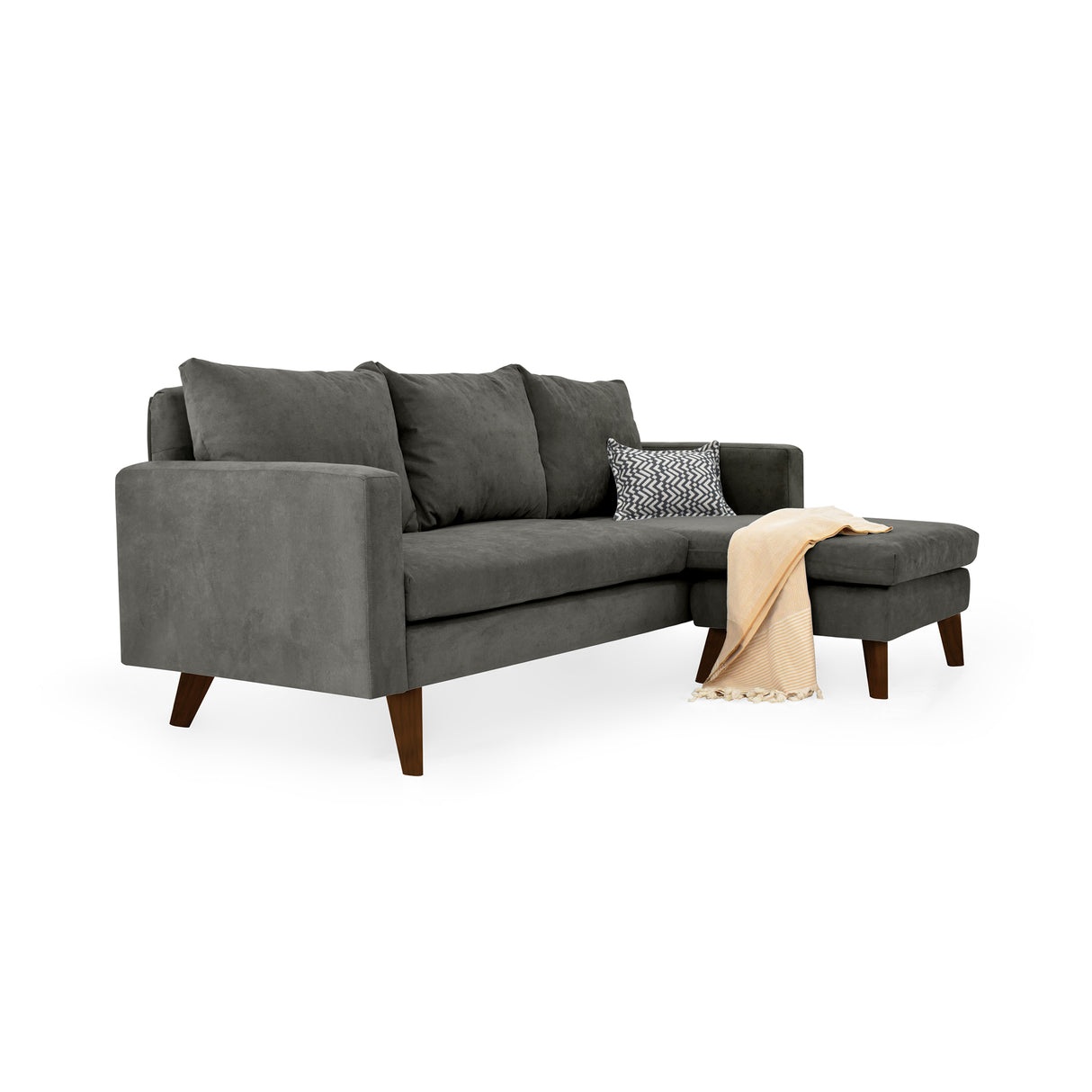 Sofá Barbados Gris Dorsey y Matiz Caramelo 190x85cm de Tres Puestos sin Apoya Brazos
