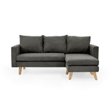 Sofá Barbados Gris Dorsey y Matiz Natural 190x85cm de Tres Puestos sin Apoya Brazos