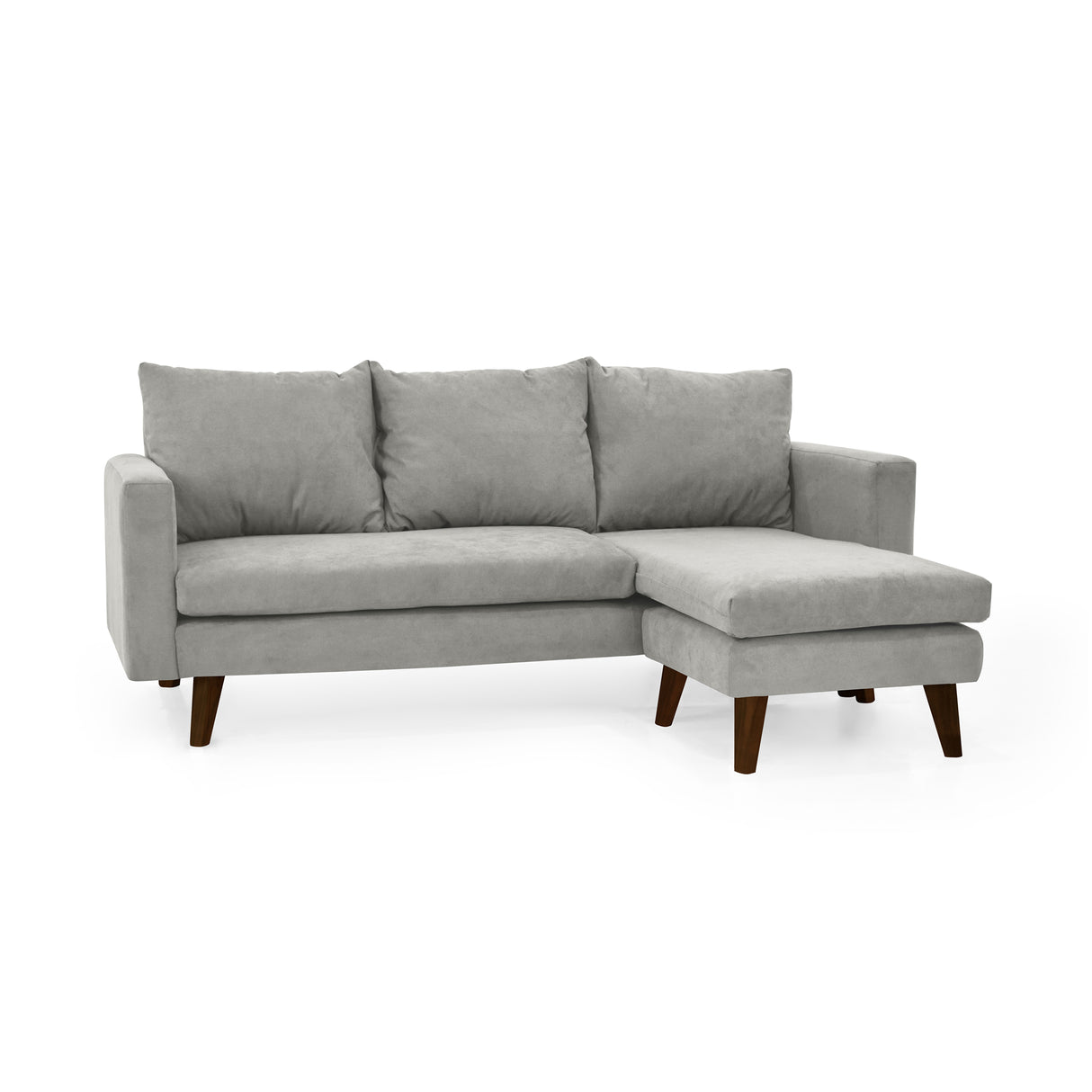 Sofá Barbados Plata Dorsey y Matiz Caoba 190x85cm de Tres Puestos sin Apoya Brazos