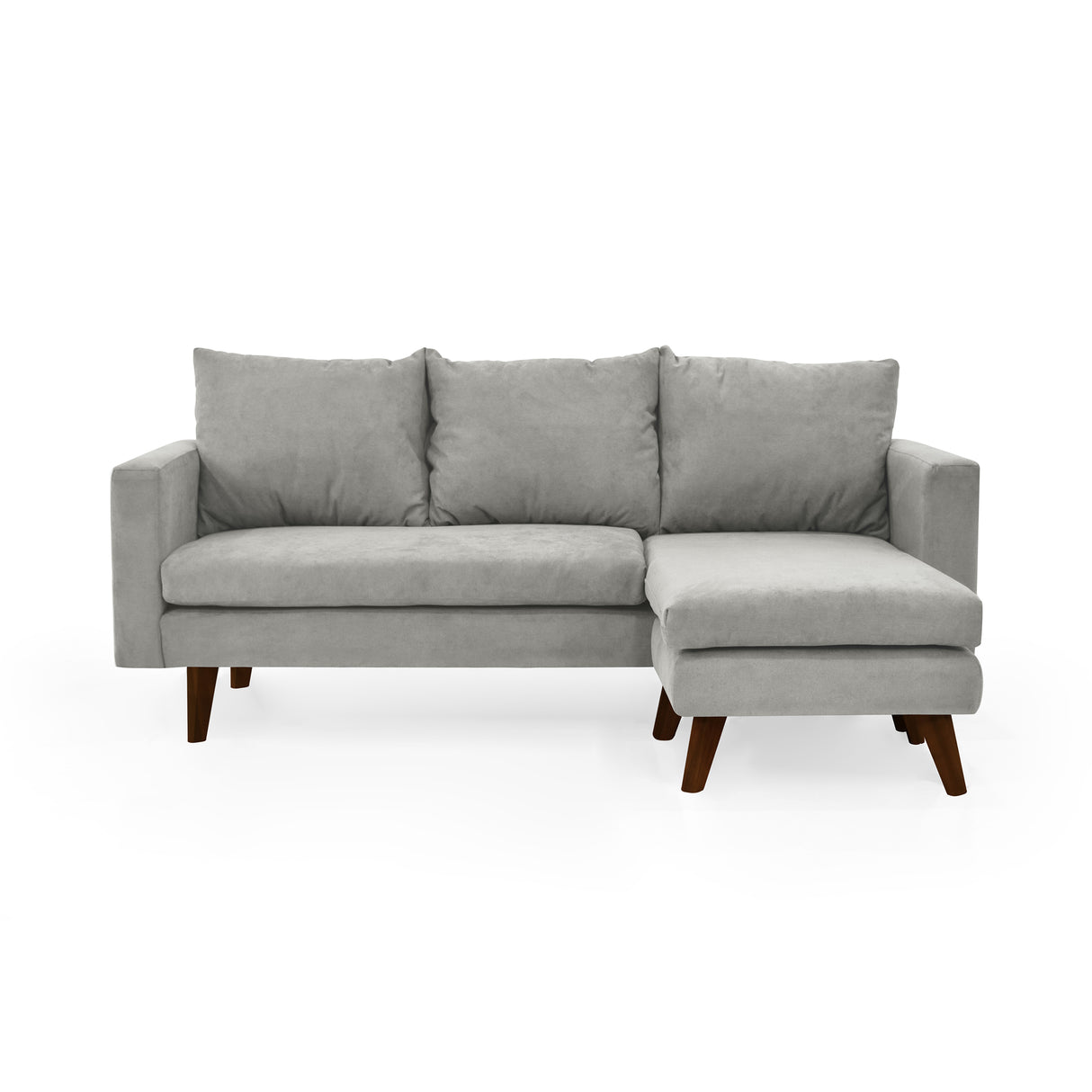 Sofá Barbados Plata Dorsey y Matiz Caoba 190x85cm de Tres Puestos sin Apoya Brazos