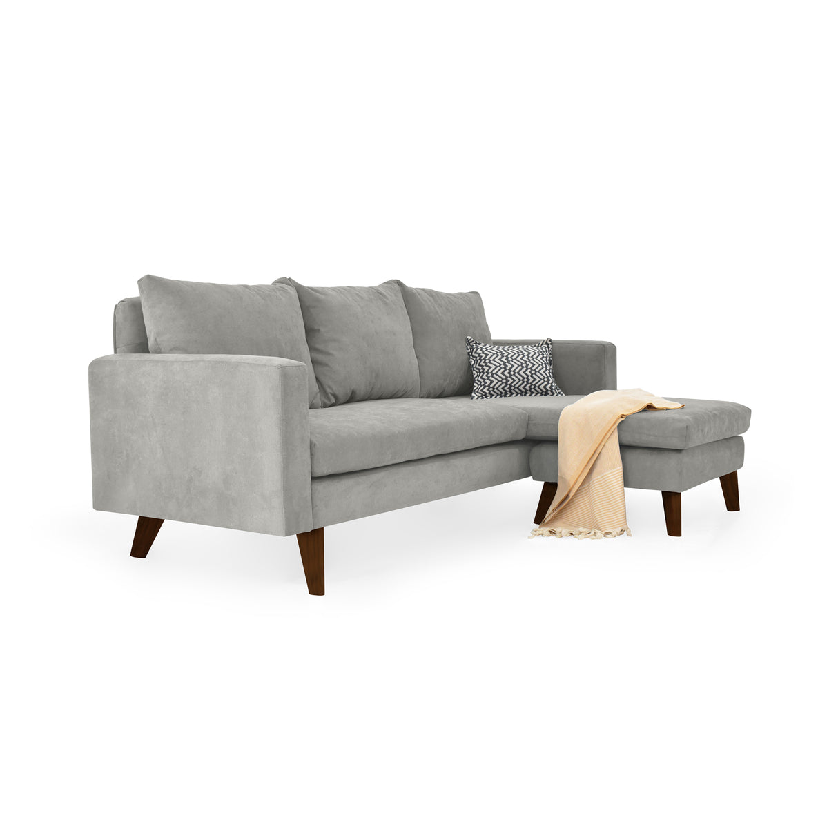 Sofá Barbados Plata Dorsey y Matiz Caoba 190x85cm de Tres Puestos sin Apoya Brazos