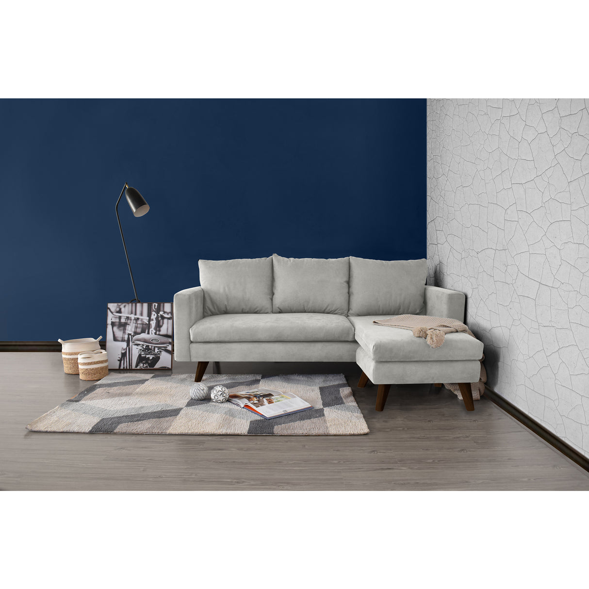 Sofá Barbados Plata Dorsey y Matiz Caoba 190x85cm de Tres Puestos sin Apoya Brazos