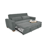 Sofá Cama Hannover Gris Denver y Matiz Caoba 210x85cm de Tres Puestos Reclinable sin Apoya Brazos