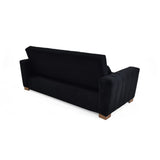 Sofá Cama Hannover Negro Denver y Matiz Caoba 210x85cm de Tres Puestos Reclinable sin Apoya Brazos