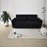 Sofá Cama Hannover Negro Denver y Matiz Caoba 210x85cm de Tres Puestos Reclinable sin Apoya Brazos