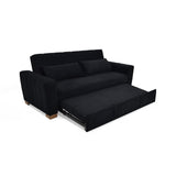 Sofá Cama Hannover Negro Denver y Matiz Caoba 210x85cm de Tres Puestos Reclinable sin Apoya Brazos