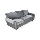 Sofá Lancaster Gris Denver y Matiz Natural 217x80cm de Tres Puestos sin Apoya Brazos