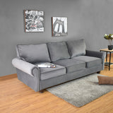 Sofá Lancaster Gris Denver y Matiz Natural 217x80cm de Tres Puestos sin Apoya Brazos