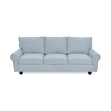 Sofá Lancaster Plata Eureka y Matiz Wengue 217x80cm de Tres Puestos sin Apoya Brazos