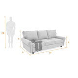 Sofá Lancaster Plata Eureka y Matiz Wengue 217x80cm de Tres Puestos sin Apoya Brazos