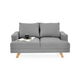 Sofá Lisboa Gris Denver y Matiz Natural 137x84cm de Dos Puestos sin Apoya Brazos