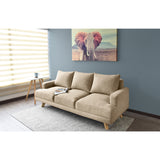 Sofá Lisboa Beige Dicosta y Matiz Natural 192x85cm de Tres Puestos con Apoya Brazos