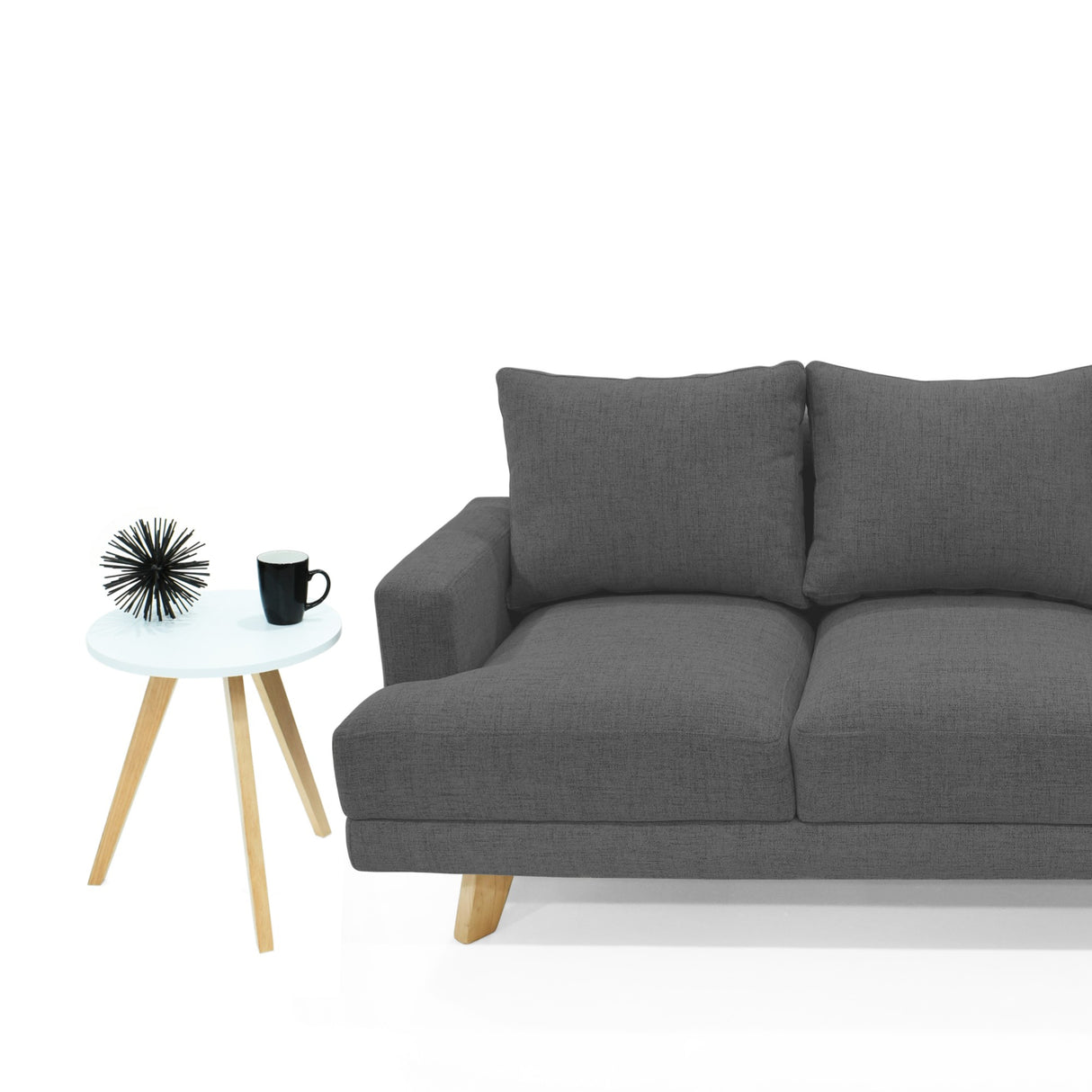 Sofá Lisboa Gris Dicosta y Matiz Natural 192x85cm de Tres Puestos con Apoya Brazos