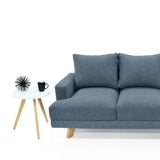 Sofá Lisboa Índigo Dicosta y Matiz Natural 192x85cm de Tres Puestos con Apoya Brazos