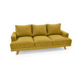 Sofá Lisboa Mostaza Dicosta y Matiz Natural 192x85cm de Tres Puestos con Apoya Brazos