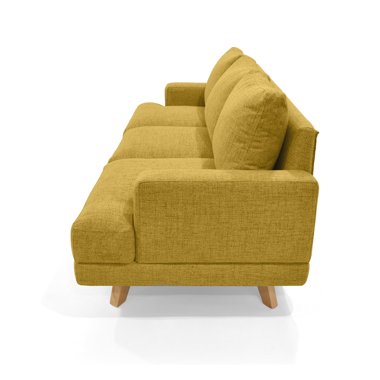 Sofá Lisboa Mostaza Dicosta y Matiz Natural 192x85cm de Tres Puestos con Apoya Brazos